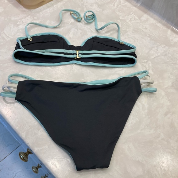 Bombshell Reversible Bikini by L Space, Black & Green, Removeable Strap, Sz Med - Picture 6 of 16